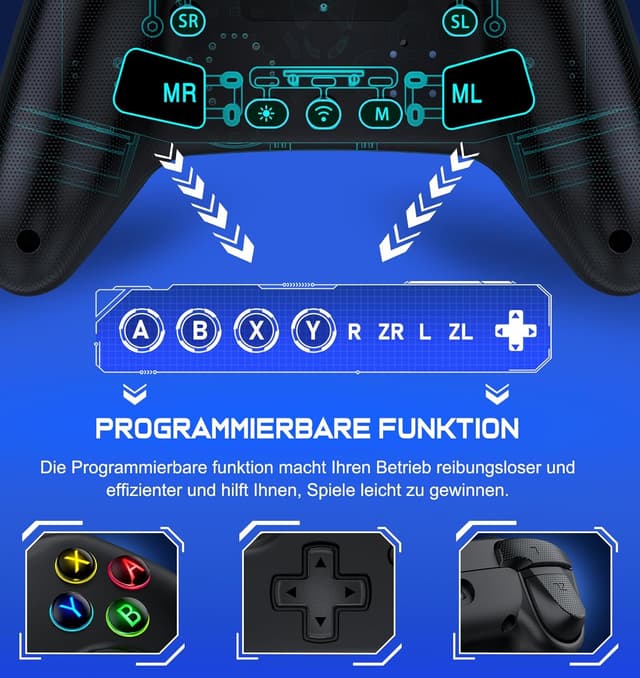 Detalle de HELLCOOL Kabellos Controller 1000 mAh für Switch