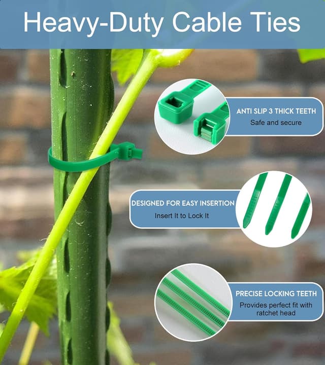 Detalle 2 de KAXIMON Green Cable Ties 300mm x 4.8mm (100-pack) with self-locking nylon design