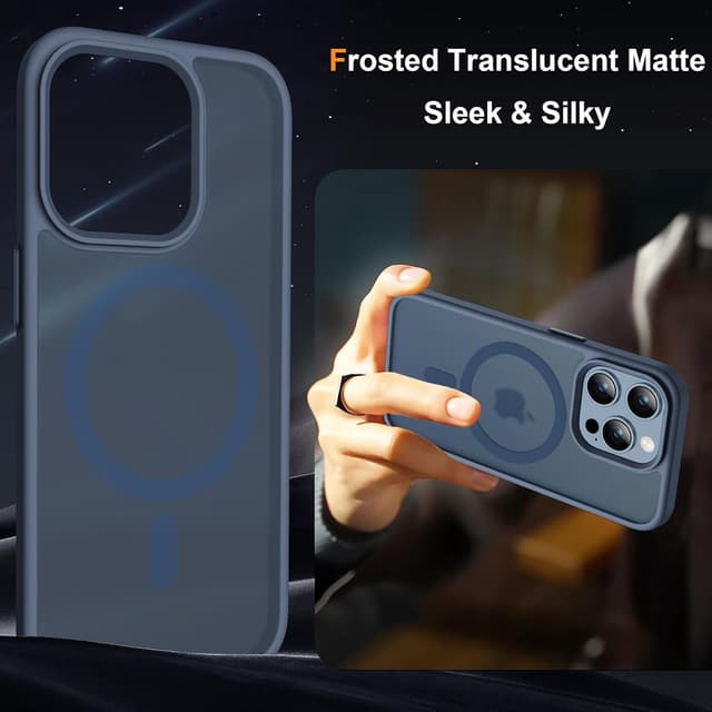 Detalle de ORETECH Hülle für iPhone 14 Pro Max (6,7 Zoll) mit Mag-Safe, stoßfest & transluzenter Rückseite inkl. Schutzfolien