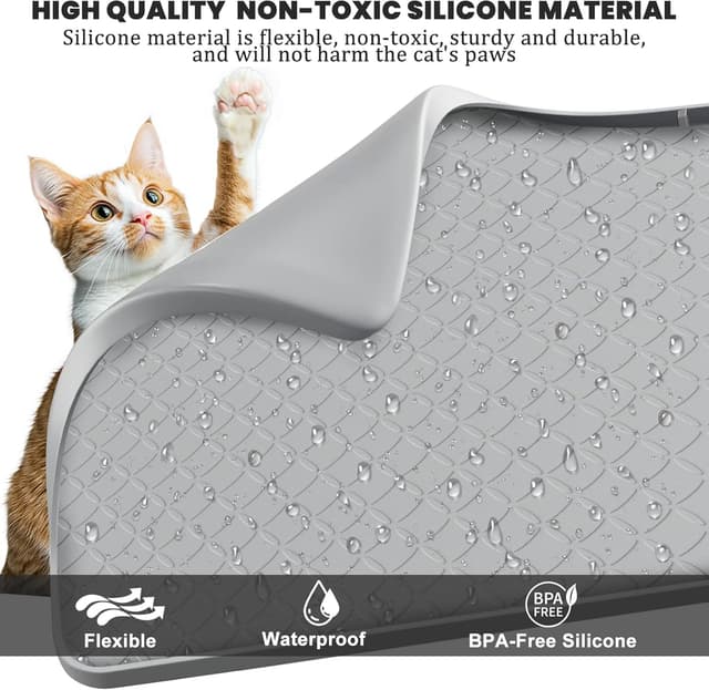 Detalle 2 de Silikon Katzenklo Matte XXL 88 × 56 cm Katzenstreu-Matte 🐱
