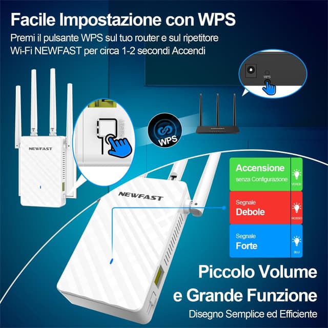 Detalle 2 de NEWFAST RE516 ripetitore WiFi N300
