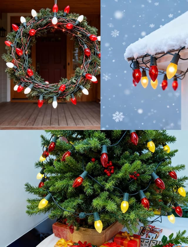 Thumbnail 5 de C9 Red and White Christmas String Lights 26 Red Frosted Bulbs 🎄