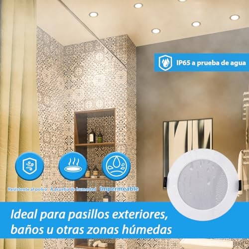 Detalle de Grebeam 7W LED techo empotrable 230V para baño (ojos de buey), 3 CCT 3000K/4000K/6000K