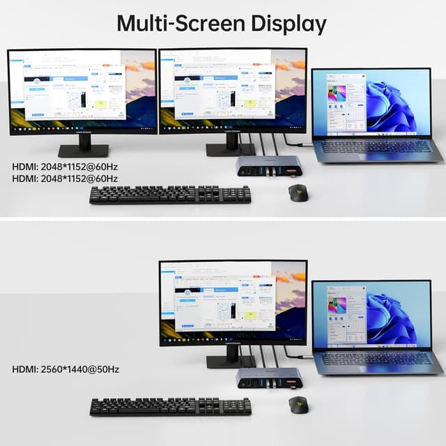 Detalle de BENFEI DisplayLink 12-in-1 Docking USB 3.0