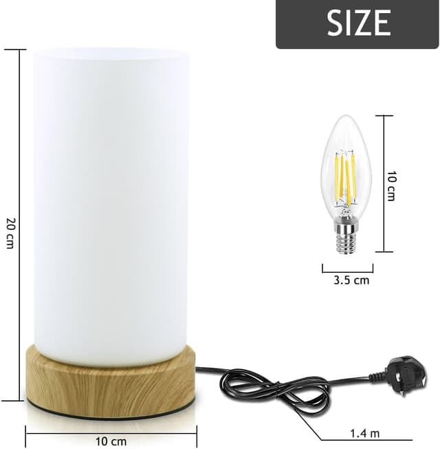 Thumbnail 6 de HSLighting Touch Glass Bedside Lamp 3-way dimmable