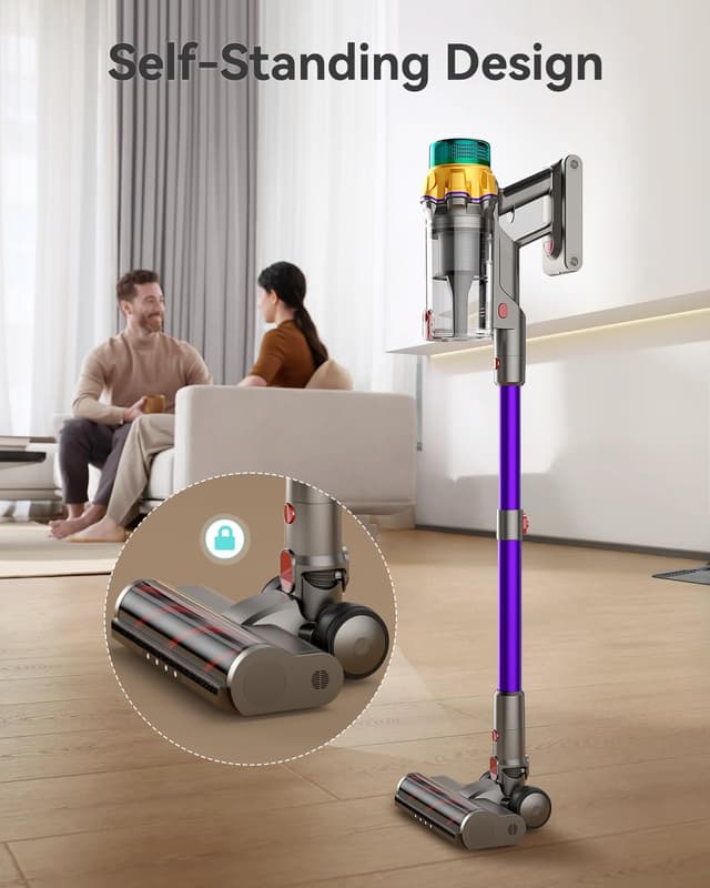 Detalle de Cordless Vacuum Cleaner P11 (55KPA) with XL Dust Cup, Anti-Tangle Brush, LED Display, Self-Standing