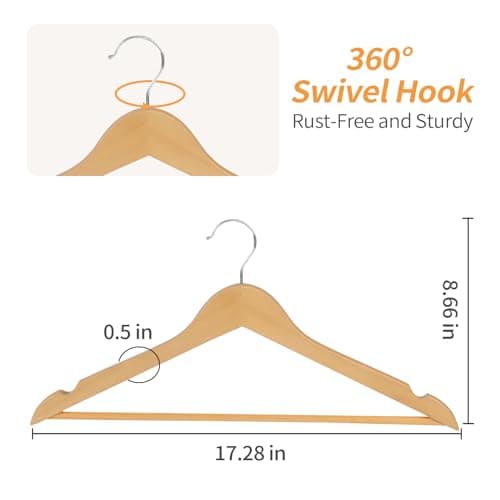 Thumbnail 1 de Amazon Basics Perchas de madera 10 unidades 👔