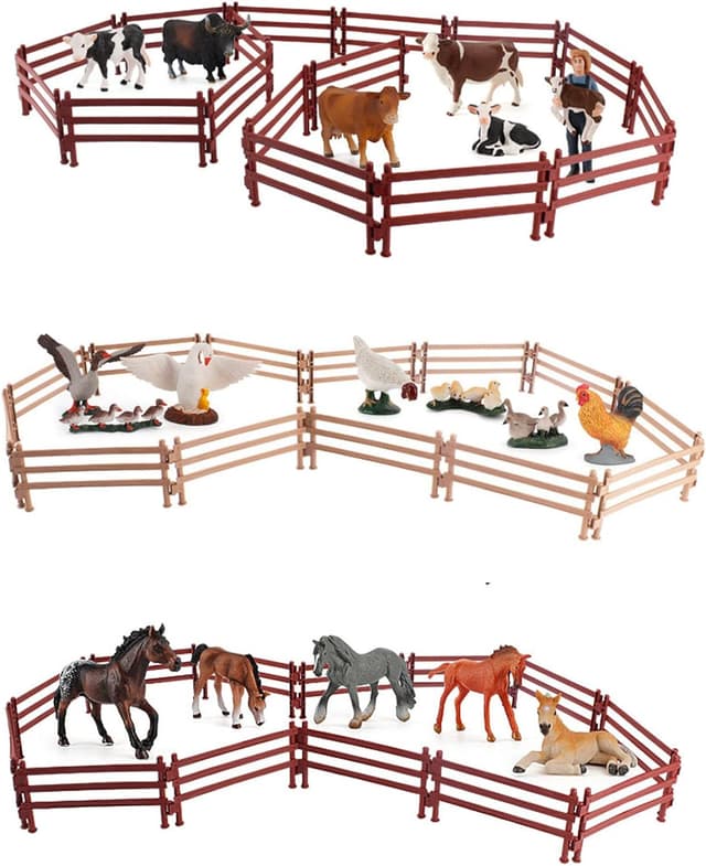 Detalle de YeahBoom Pferdezaun Spielzeug (40 Stück) – ABS-Kunststoff Koppel-Fechten Zubehör für Kinder