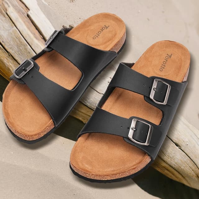 Detalle 2 de Herren-Pantoletten & Sandalen Hausschuhe mit flacher Sohle – Bequeme Classic Latschen in EU 46
