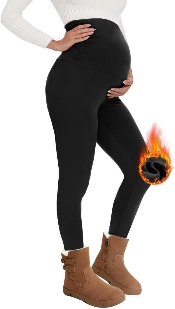 Detalle de QGGQDD Thermo Leggings Damen Hochwaist für Schwangerschaft