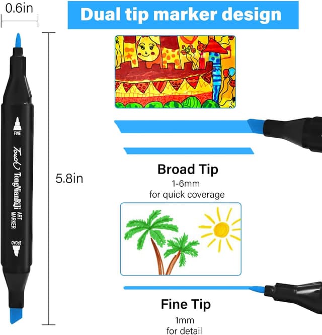 Thumbnail 5 de Autoau Pennarelli doppia punta 24 colori set 🎨