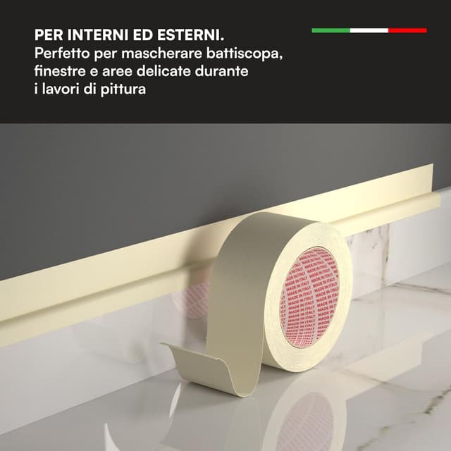 Detalle de DNK TRADE Nastro di Carta per Imbianchini: 6 rotoli 50 mm x 50 m, carta gommata per mascheratura