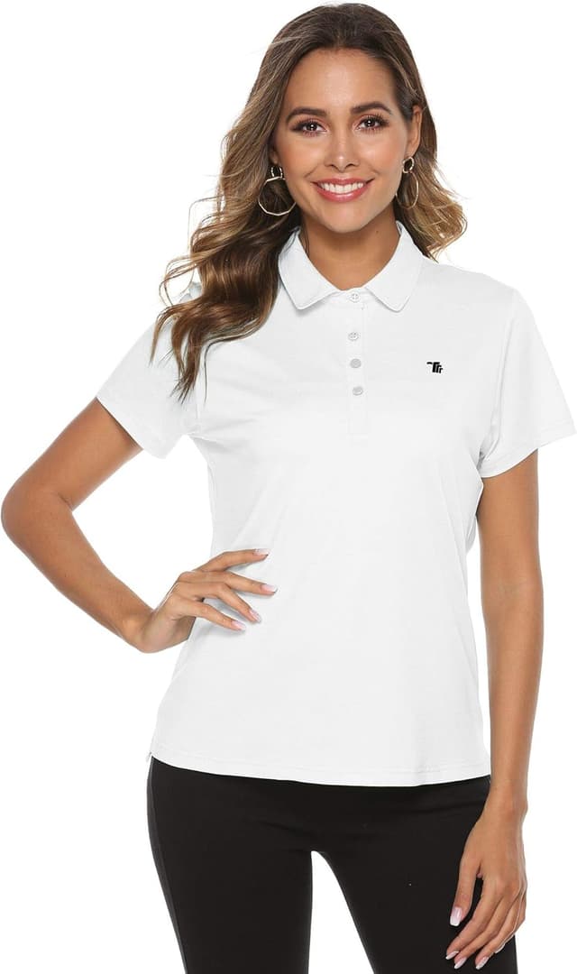 Detalle de YSENTO Damen Golf Poloshirt Kurzarm – schnelltrocknend, atmungsaktiv und UPF 30+