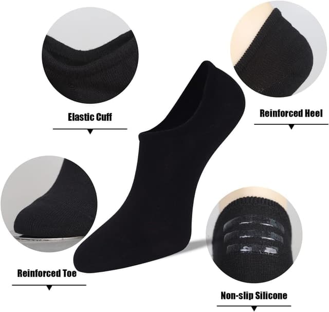 Detalle de Toes Home Sneaker-Socken im 8er-Set als No-Show Füßlinge (Bambus, rutschfest) – Damen & Herren
