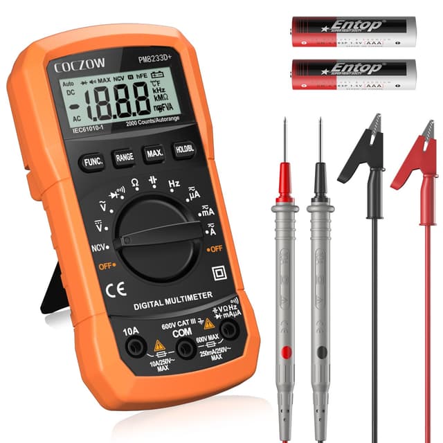 Detalle de COCZOW digital multimeter with NCV, backlit LCD and continuity alarm (AC/DC up to 600V)