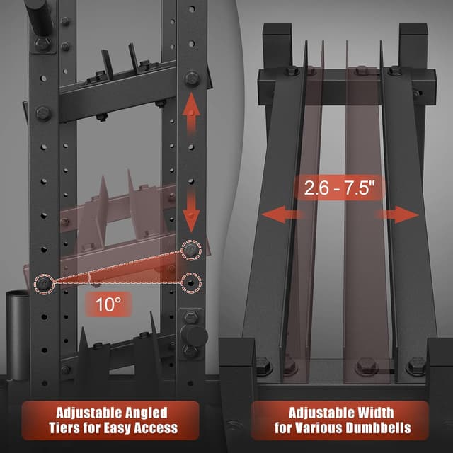 Detalle 2 de 3-Tier Dumbbell Rack (1100LB Capacity) Adjustable Weight Rack for Home Gym