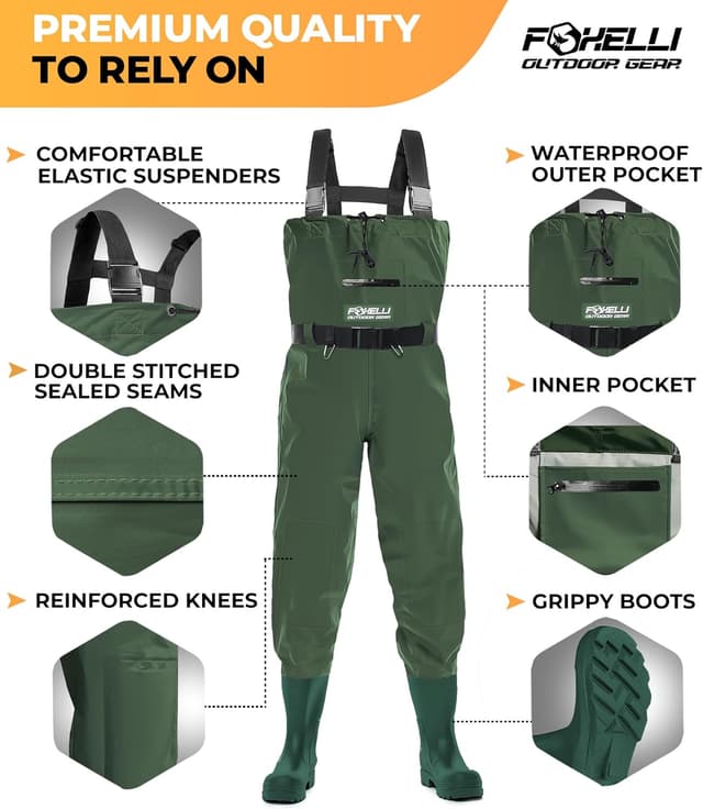 Detalle 2 de Foxelli Chest Waders Waterproof Camo, 2-ply
