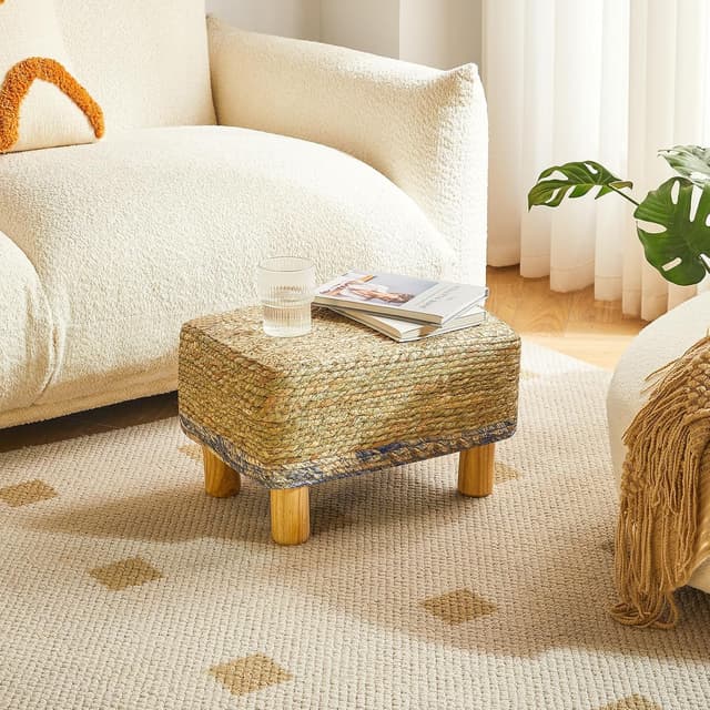 Detalle 1 de YMYNY Fußhocker Natur Seegras 42×30×26 cm