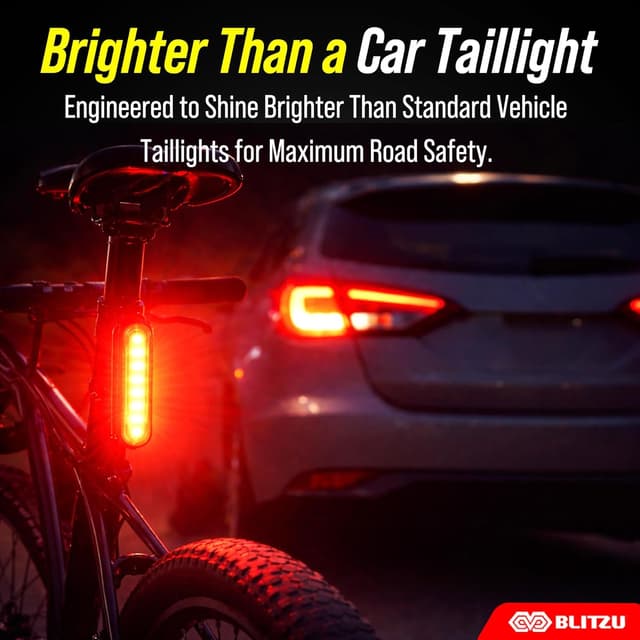 Detalle 2 de 2025 BLITZU Cyborg 120T USB-C Rechargeable Bike Tail Light 2 Pack (Cyborg 120T, Bright Red LED) – Waterproof rear safety lights
