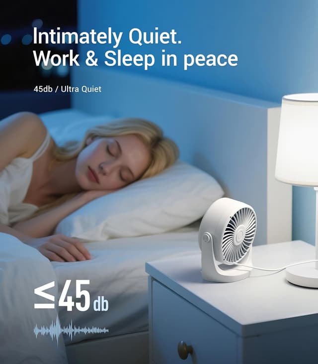 Detalle de Diveblues TurboBreeze Portable Turbo Desk Fan (5”) – USB-powered with 5 speeds, LED display & 360° tilt