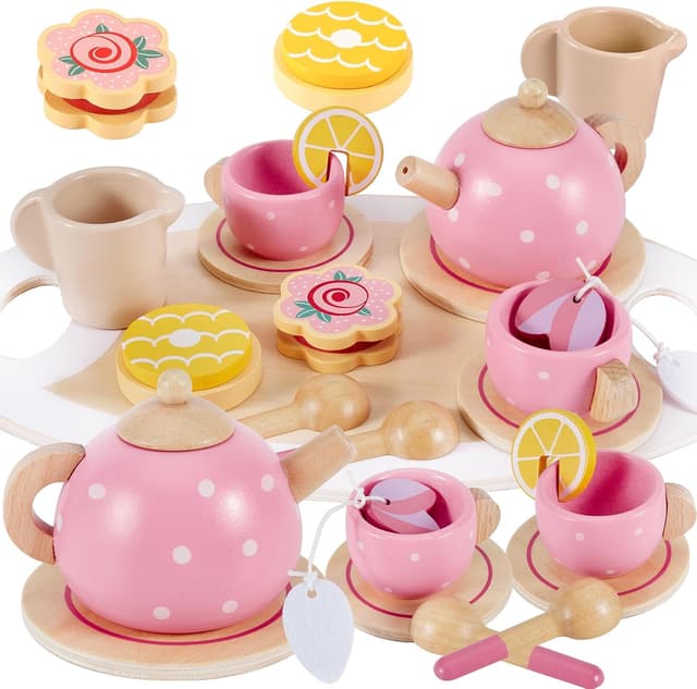 Thumbnail 6 de AOLEVA Wooden Tea Set for Toddlers 3–5