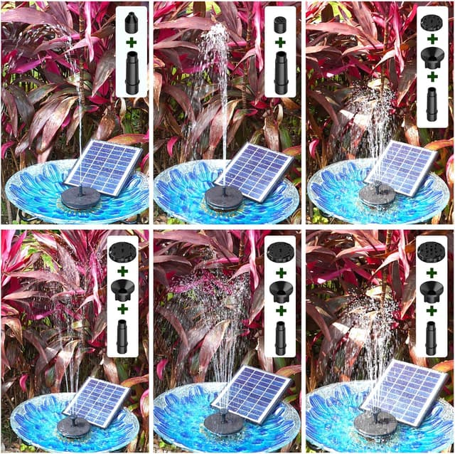 Detalle 2 de AISITIN 6.5W Solar Fountain Pump with Battery Backup (10 Nozzle Styles)