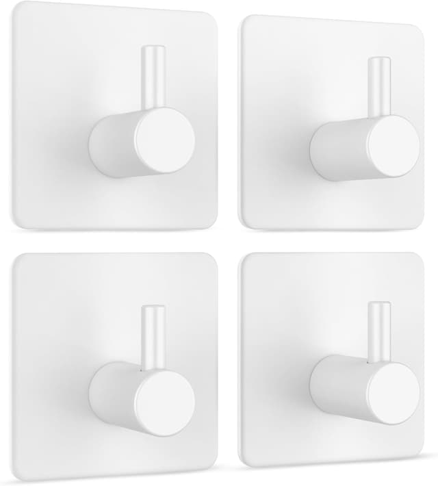 Detalle de Virea Ganci da parete auto-adesivi senza forare set di 4 in bianco, ganci per asciugamani e accappatoi fino a 8 kg