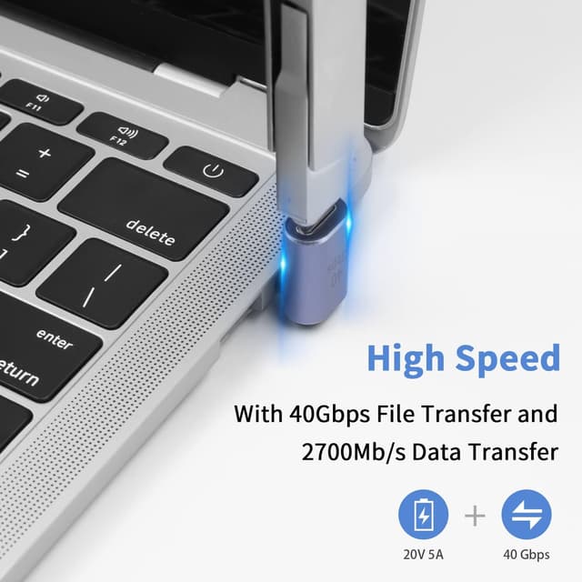 Detalle 2 de Duttek USB-C Winkeladapter 40 Gbps (90°) mit 8K@60 Hz und 100 W Schnellladung