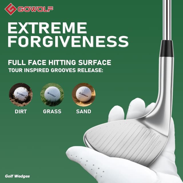 Detalle 2 de Gowolf Forged Golf Wedges (50–60 + 69°) — CNC Milled Full-Face Grooves for More Spin (Right Hand)