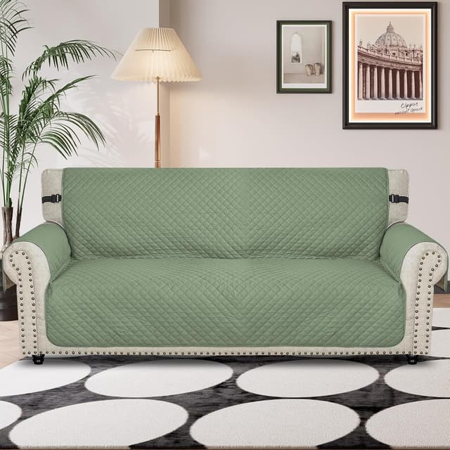 Detalle 2 de Ystyle Trapuntato Natalizio Copridivano 3 Posti con Braccioli Estivo Impermeabile Antigraffio Antimacchia, Verde Chiaro
