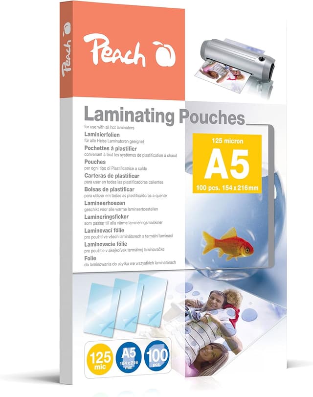 Detalle 2 de Peach Laminierfolien A5 125 mic – 100 Laminierpouches, glänzend (PP525-03)
