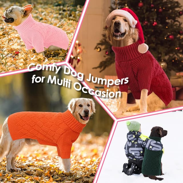 Thumbnail 6 de AOFITEE XXL Dog Jumper (Warm Greyhound Christmas Knitted Sweater) – Turtleneck winter pullover for large dogs