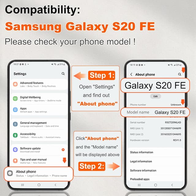 Detalle de Samsung S20 FE case with screen protector
