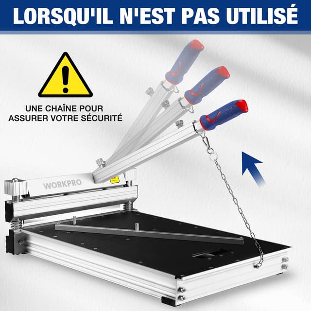 Detalle de WORKPRO Coupe-sol stratifié avec angle de précision – coupe parquet/vinyle jusqu’à 340 mm