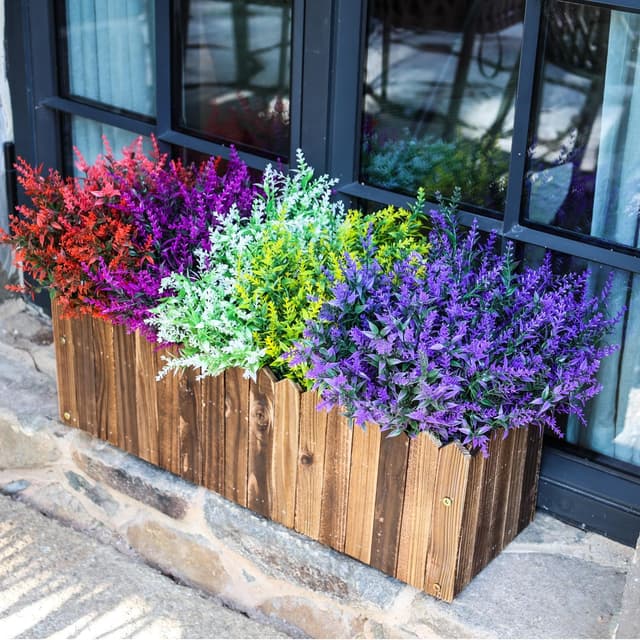 Detalle de Sredumn 20 Bundles Artificial Lavender Flowers (UV resistant) for outdoor pots, hanging baskets and fences