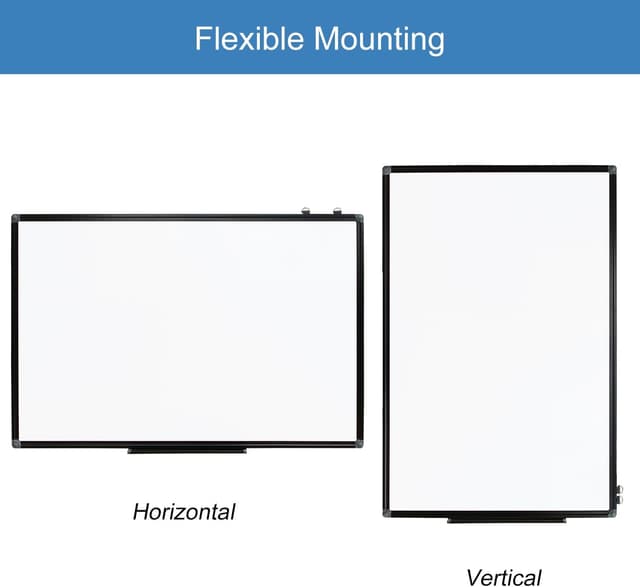 Detalle de XIWODE Magnetic Dry Erase Board (60 x 45cm) – wall mounted whiteboard with black aluminium frame