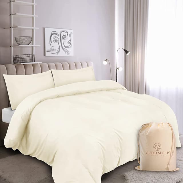 Detalle de King Size Egyptian Cotton Duvet Cover Set (1000 TC) – 3-Piece White Quilt Cover with Pillowcases