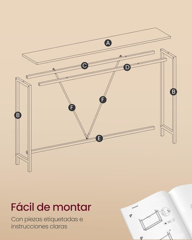 Thumbnail 5 de VASAGLE Mesa de Consola delgada, blanca y negra 🖤