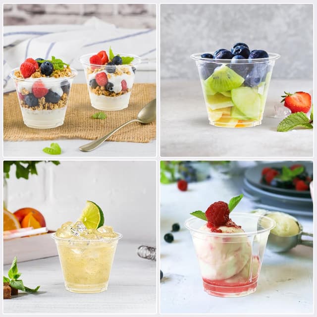 Detalle 2 de Dealusy 100 Pack 9 oz clear plastic cups