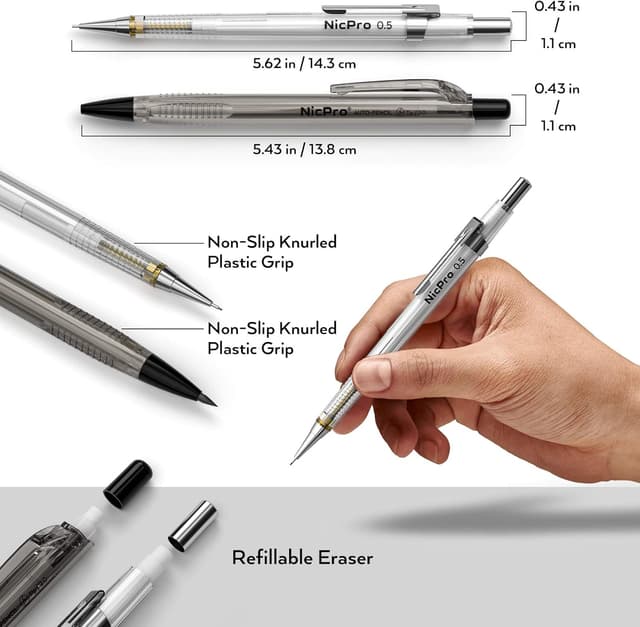 Detalle 2 de Nicpro 6 PCS Mechanical Pencil Set 0.3–2.0mm