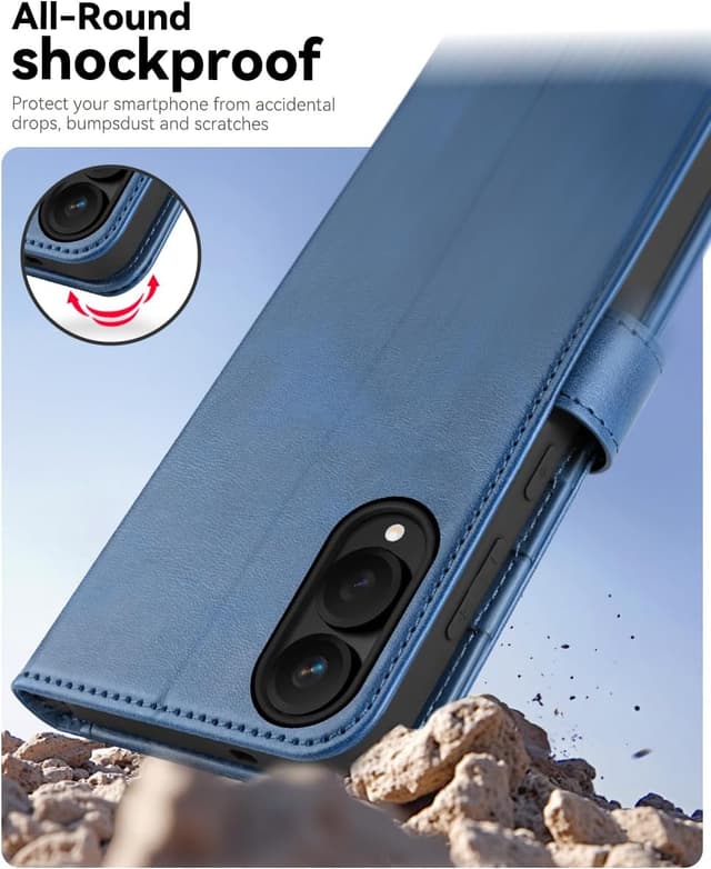 Detalle 2 de OCASE Klapphülle mit RFID-Schutz für Samsung Galaxy S25 Edge 5G – Hellblau