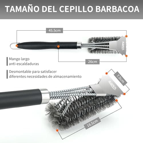 Detalle 2 de AUXHCYL cepillo barbacoa inox 45,5 cm 3 en 1