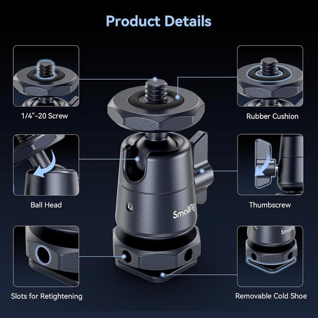 Thumbnail 1 de SmallRig mini Ball Head 2948B (2er-Pack) mit 1/4-Zoll-Schraube und abnehmbarer Kaltschuhhalterung