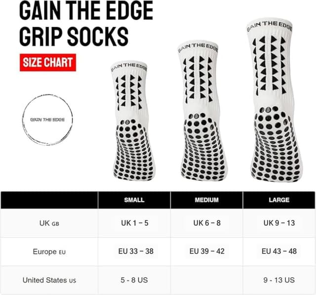 Detalle de Gain The Edge Football Grip Socks 3.0 (Non-Slip) – 2pc and 4pc sets