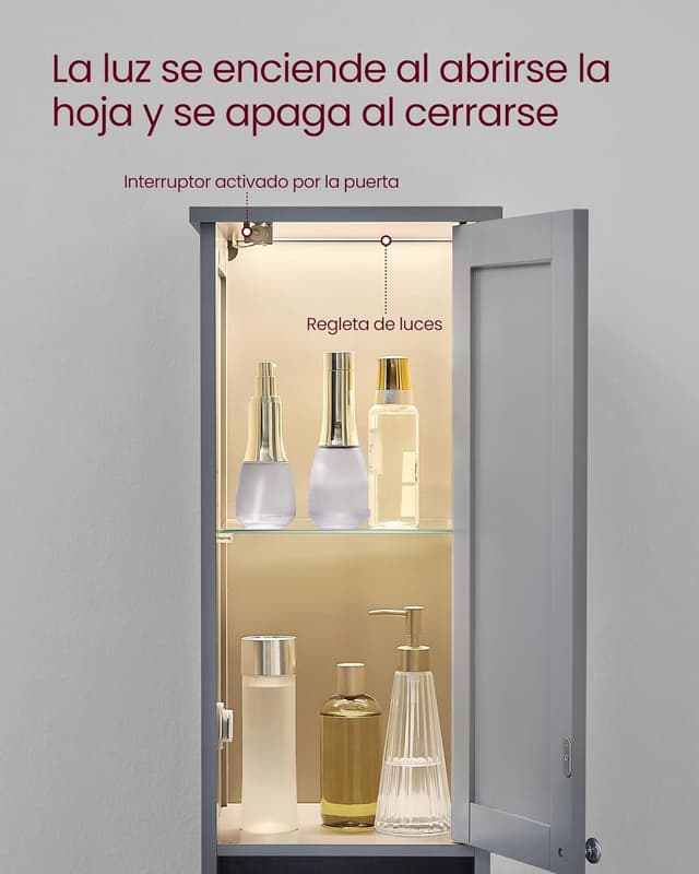 Detalle de VASAGLE BBC566G03 armario alto de baño 30x30x170 cm