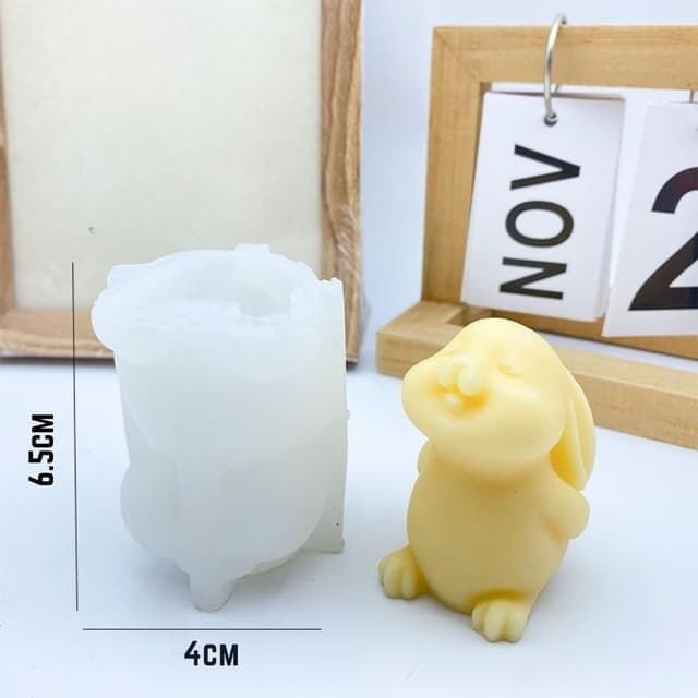 Detalle de Moule à bougie en silicone Lapin de Pâques 3D – lot de 2 moules lapins