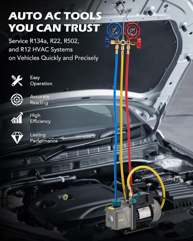 Detalle 2 de Orion Motor Tech AC Vacuum Pump and Gauge Set (1/4 hp, 3.5 cfm) for R134a, R12, R22 & R502