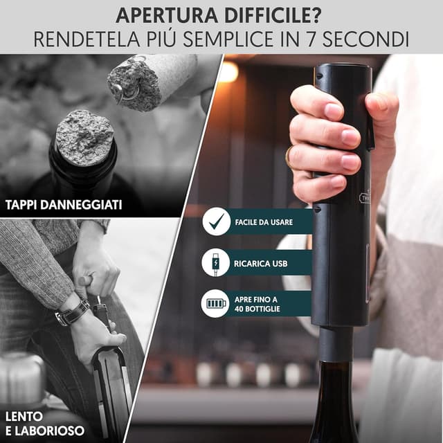 Detalle 2 de Cavatappi elettrico per vino 6 in 1