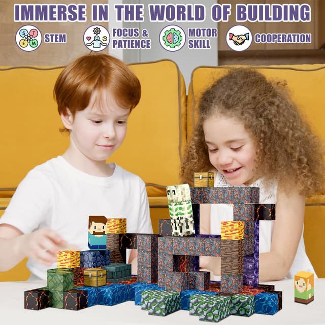 Detalle de TUKIIE Magnetische Bausteine Sword Edition – 213 magnetische Bausteine für Kinder ab 3 Jahren