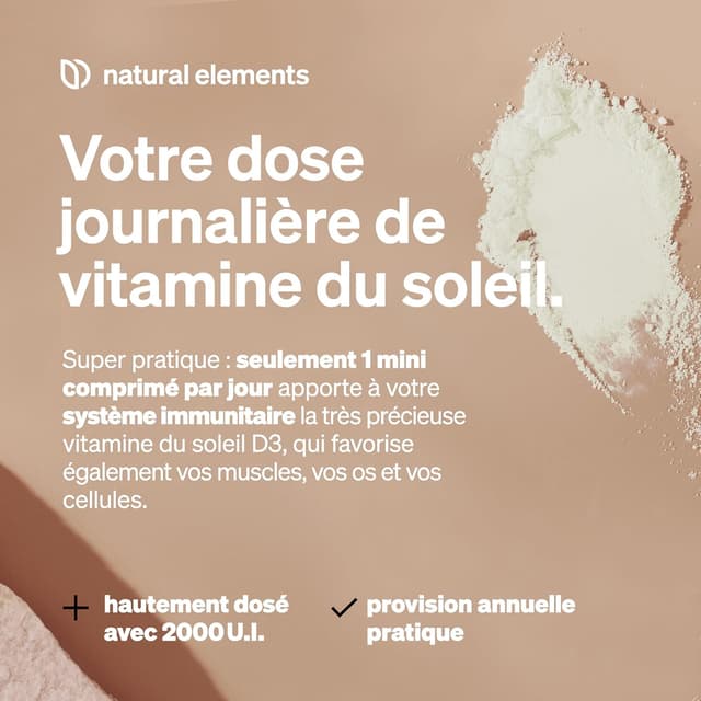 Detalle de Vitamine D3 2000 U.I. – 365 comprimés – pour les os et le système immunitaire